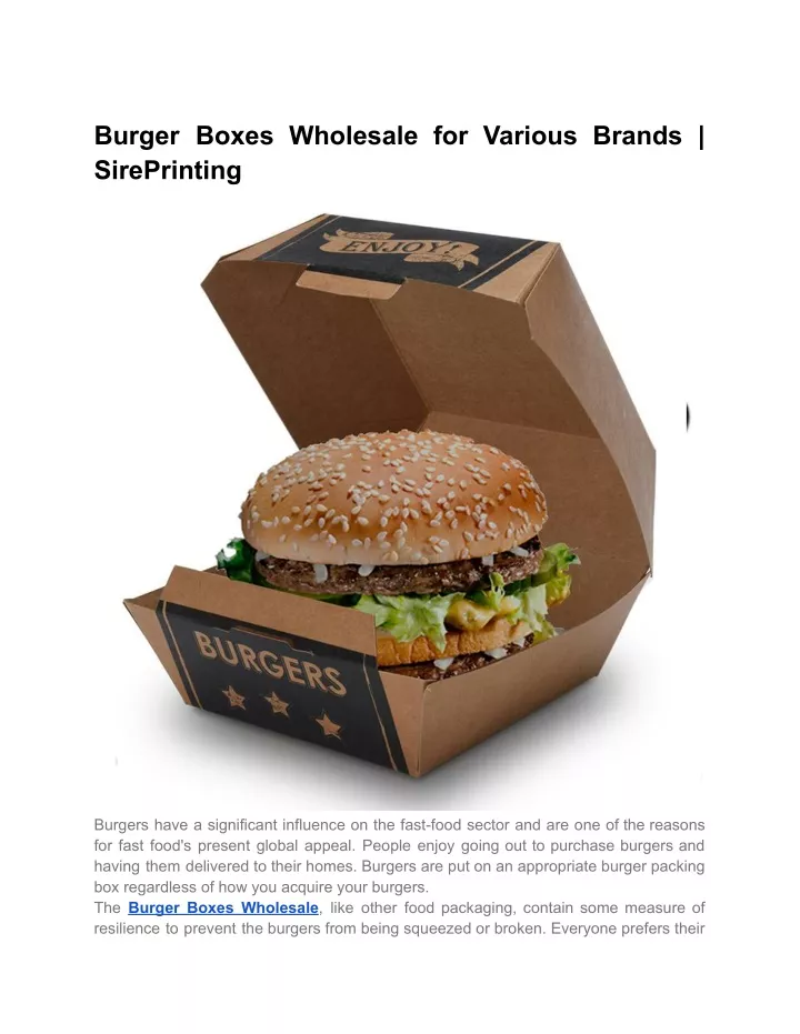 burger boxes wholesale for various brands