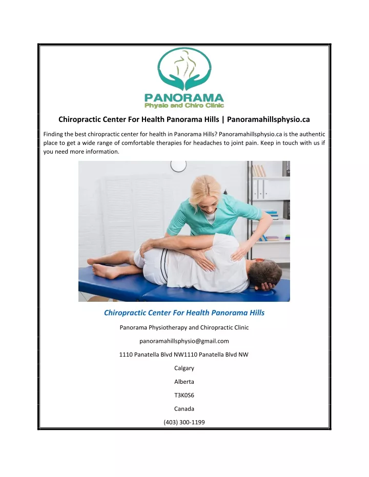 chiropractic center for health panorama hills