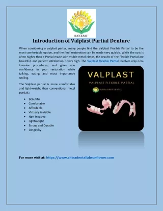 Introduction of Valplast Partial Denture