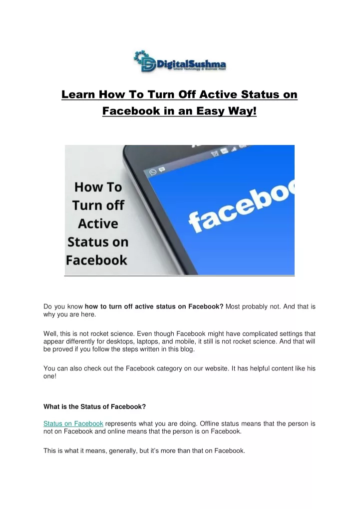 learn how to turn off active status on facebook