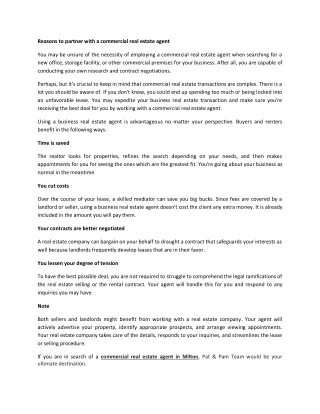 A Perfect Commercial Real Estate Agent Milton
