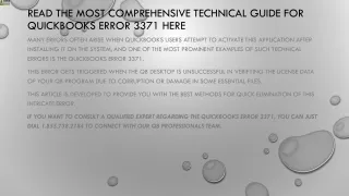 read the most comprehensive technical guide for quickbooks error 3371 here