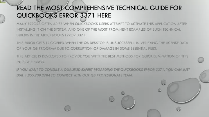 read the most comprehensive technical guide for quickbooks error 3371 here