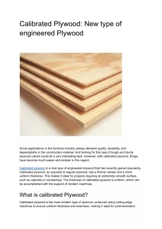 calibrated plywood new type of engineered plywood