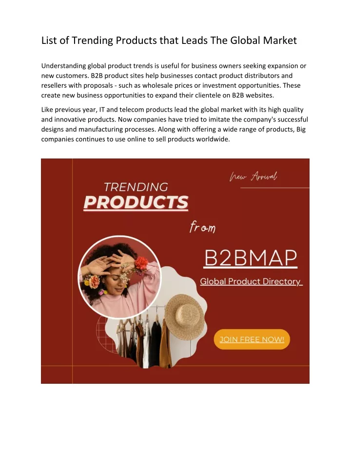 PPT List of Trending Products that Leads The Global Market PowerPoint