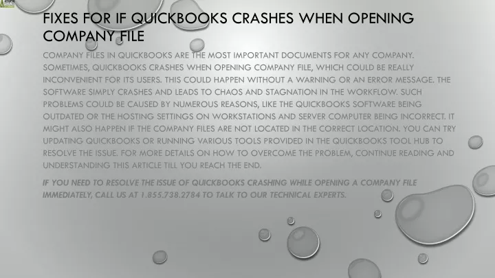 fixes for if quickbooks crashes when opening company file