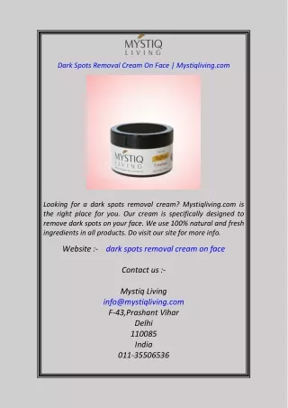 dark spots removal cream on face mystiqliving com