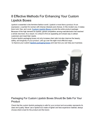 8 Effective Methods For Enhancing Your Custom Lipstick Boxes