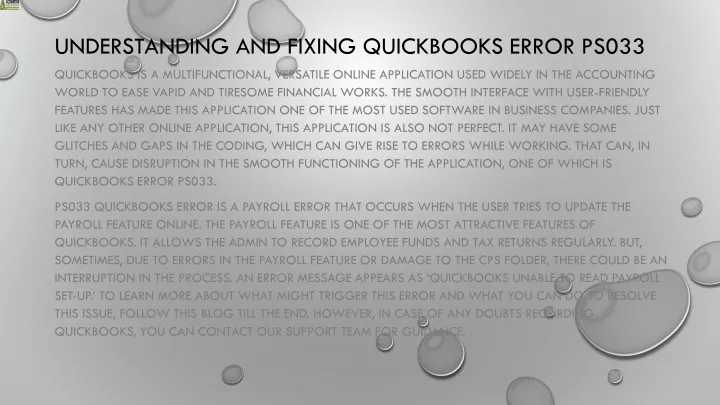 understanding and fixing quickbooks error ps033