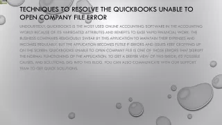techniques to resolve the quickbooks unable to open company file error