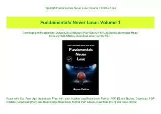 [Epub]$$ Fundamentals Never Lose Volume 1 Online Book