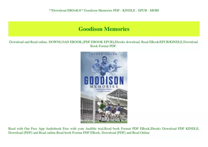 download ebook@ goodison memories pdf kindle epub