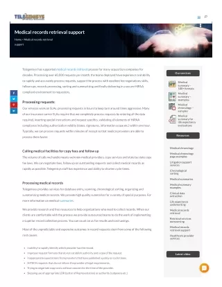 Medical records retrieval support by Telegenisys