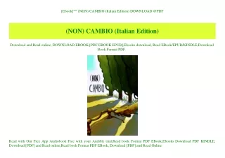 [Ebook]^^ (NON) CAMBIO (Italian Edition) DOWNLOAD @PDF