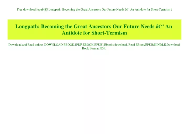 free download epub longpath becoming the great