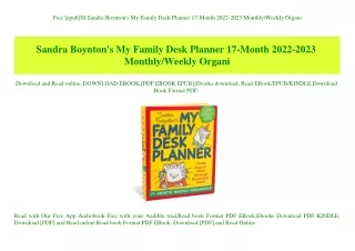 Free [epub]$$ Sandra Boynton's My Family Desk Planner 17-Month 2022-2023 MonthlyWeekly Organi (DOWNLOAD E.B.O.O.K.^)