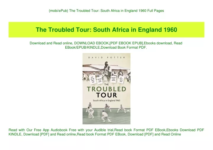 mobi epub the troubled tour south africa