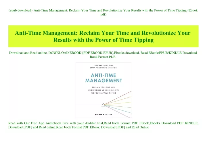 epub download anti time management reclaim your