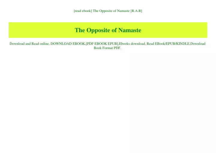read ebook the opposite of namaste r a r