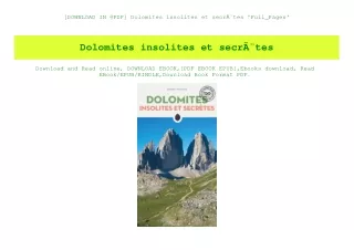 [DOWNLOAD IN @PDF] Dolomites insolites et secrÃƒÂ¨tes 'Full_Pages'