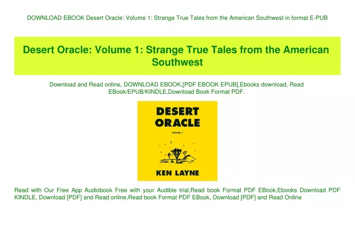 download ebook desert oracle volume 1 strange