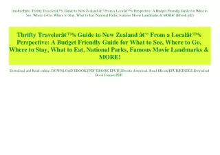 {mobiePub} Thrifty TravelerÃ¢Â€Â™s Guide to New Zealand Ã¢Â€Â“ From a LocalÃ¢Â€Â™s Perspective A Budget Friendly Guide f