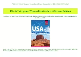 #^R.E.A.D.^ USA Ã¢Â€Â“ der ganze Westen (ReisefÃƒÂ¼hrer) (German Edition) #P.D.F. FREE DOWNLOAD^