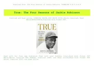 Download True The Four Seasons of Jackie Robinson ^DOWNLOAD E.B.O.O.K.#