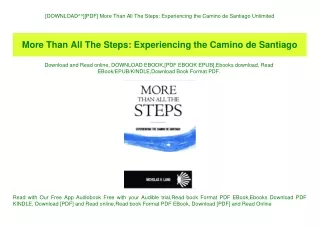 [DOWNLOAD^^][PDF] More Than All The Steps Experiencing the Camino de Santiago Unlimited