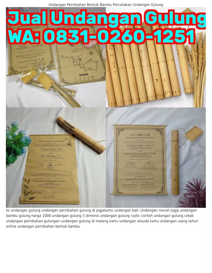 undangan pernikahan bentuk bambu percetakan