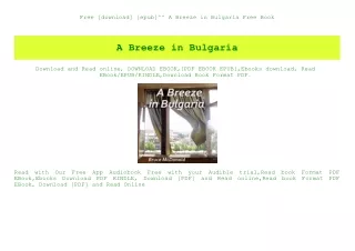Free [download] [epub]^^ A Breeze in Bulgaria Free Book