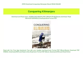 [PDF] Download Conquering Kilimanjaro Ebook READ ONLINE