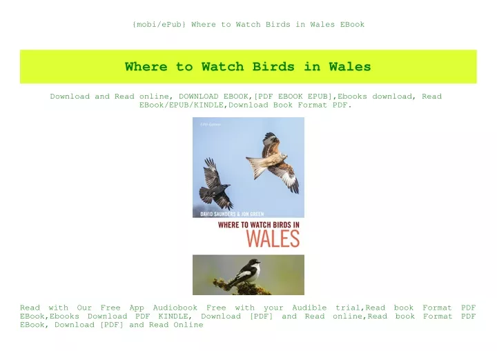 mobi epub where to watch birds in wales ebook