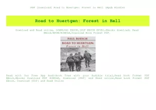 PDF [Download] Road to Huertgen Forest in Hell (Epub Kindle)