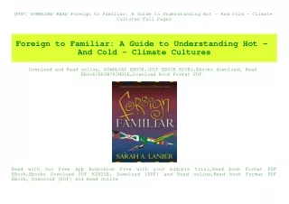 [PDF] DOWNLOAD READ Foreign to Familiar A Guide to Understanding Hot - And Cold - Climate Cultures Full Pages