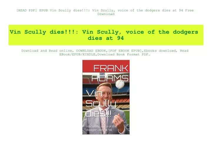 Ppt - [Read Pdf] Epub Vin Scully Dies!!! Vin Scully Voice Of The ...