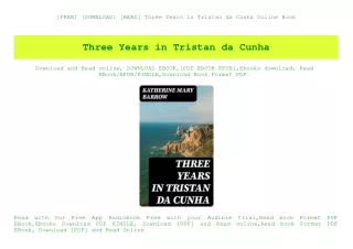 [FREE] [DOWNLOAD] [READ] Three Years in Tristan da Cunha Online Book