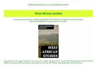 [DOWNLOAD] West African studies DOWNLOAD @PDF