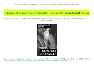 DOWNLOAD Glimpses of Bengal Selected from the Letters of Sir Rabindranath Tagore Online Book