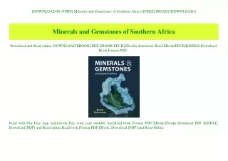 [DOWNLOAD IN @PDF] Minerals and Gemstones of Southern Africa [[FREE] [READ] [DOWNLOAD]]