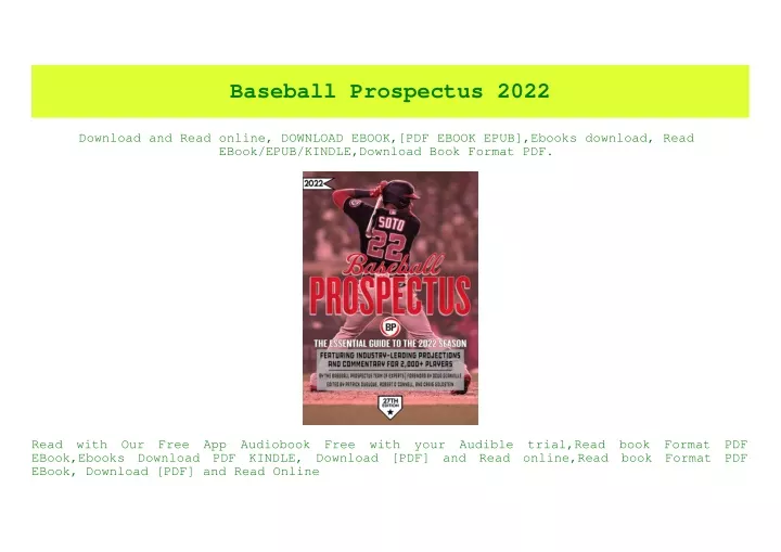 baseball prospectus 2022