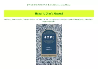 [F.R.E.E] [D.O.W.N.L.O.A.D] [R.E.A.D] Hope A User's Manual (READ PDF EBOOK)