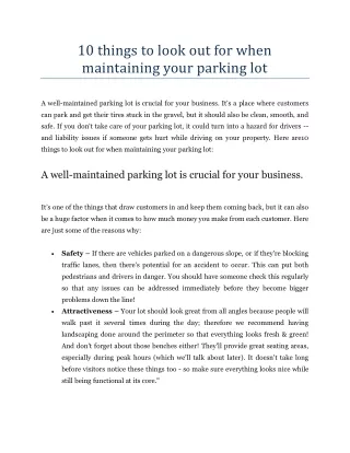 10 things to look out for when maintaining your parking lot