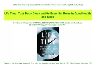 (B.O.O.K.$ Life Time Your Body Clock and Its Essential Roles in Good Health and Sleep [PDF  mobi  ePub]