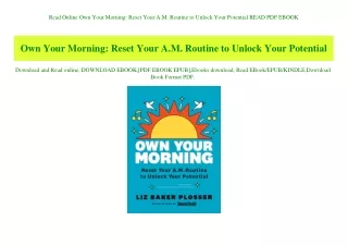 Read Online Own Your Morning Reset Your A.M. Routine to Unlock Your Potential READ PDF EBOOK