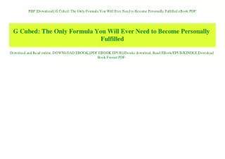 PDF [Download] G Cubed The Only Formula You Will Ever Need to Become Personally Fulfilled eBook PDF