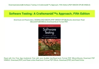 Download [ebook]$$ Software Testing A CraftsmanÃ¢Â€Â™s Approach  Fifth Edition [PDF EBOOK EPUB KINDLE]