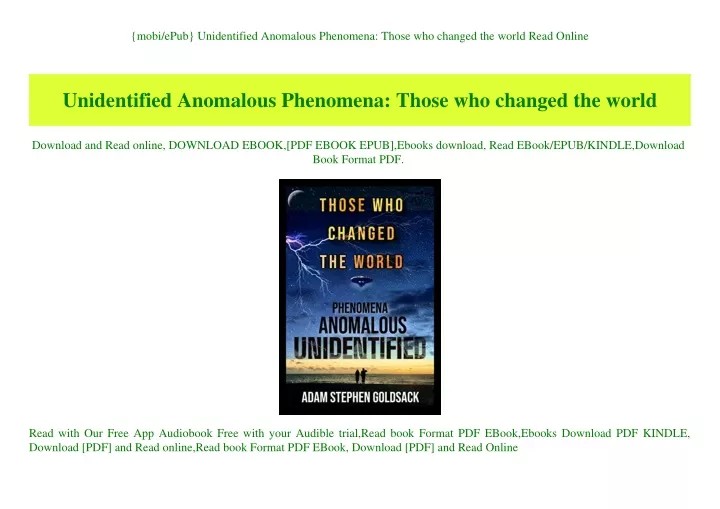 mobi epub unidentified anomalous phenomena those