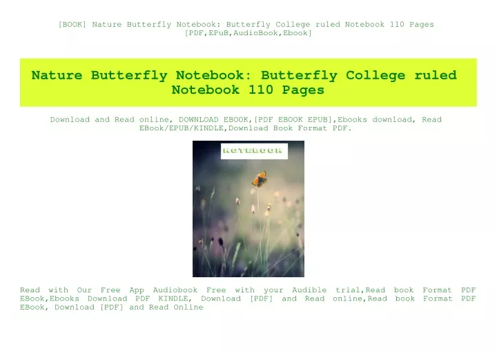 book nature butterfly notebook butterfly college