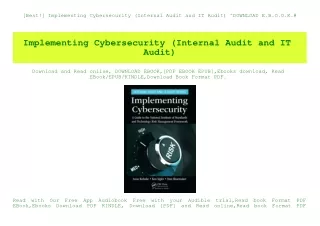 [Best!] Implementing Cybersecurity (Internal Audit and IT Audit) ^DOWNLOAD E.B.O.O.K.#